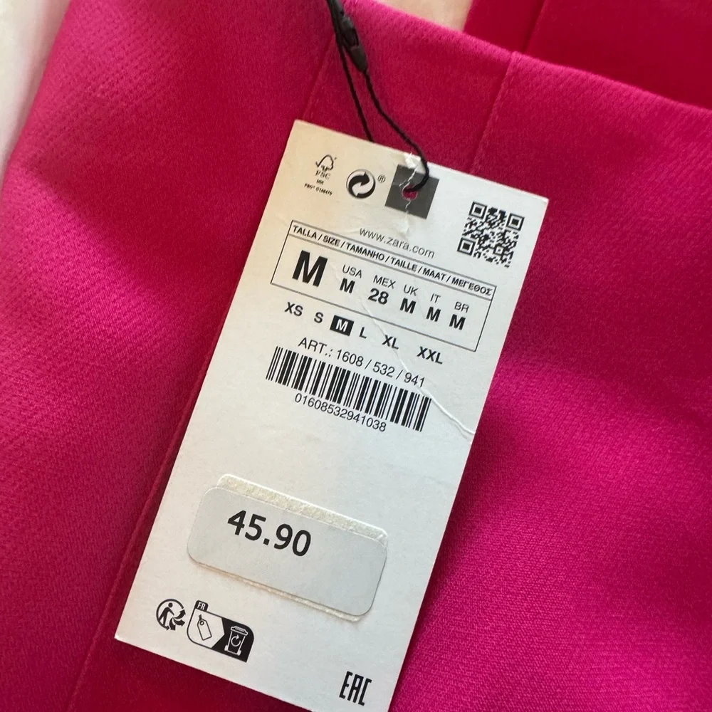 ZARA NWT High Waisted Tailored Trousers Pink Fuchsia Pants Size M Workwear Chic - Picture 10 of 11